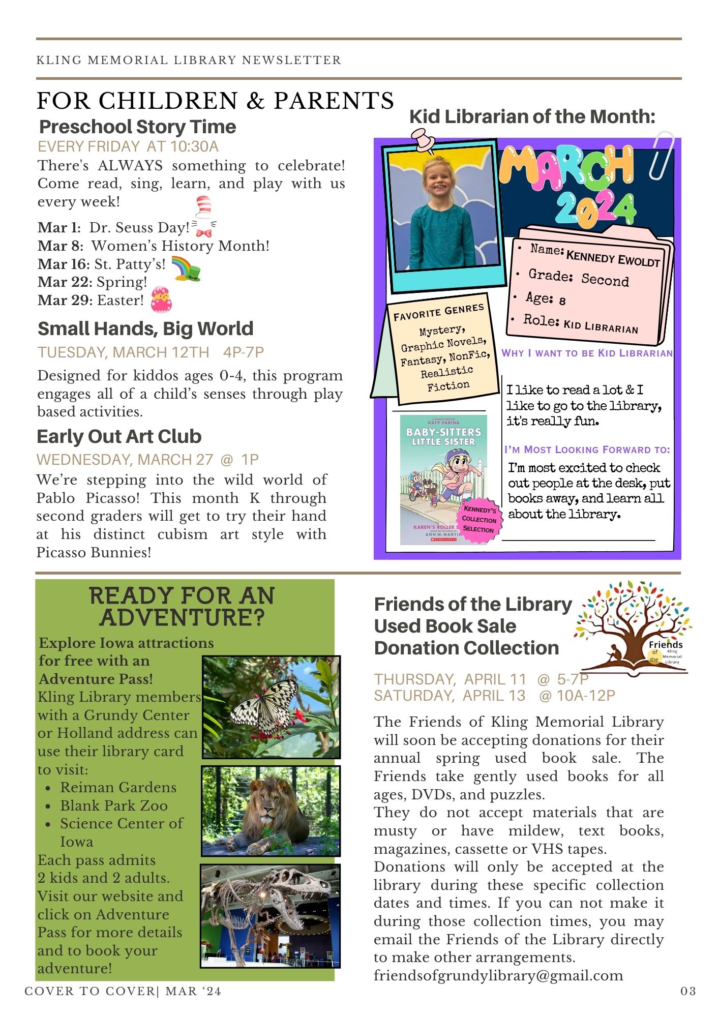 Library Newsletter :: Kling Memorial Library